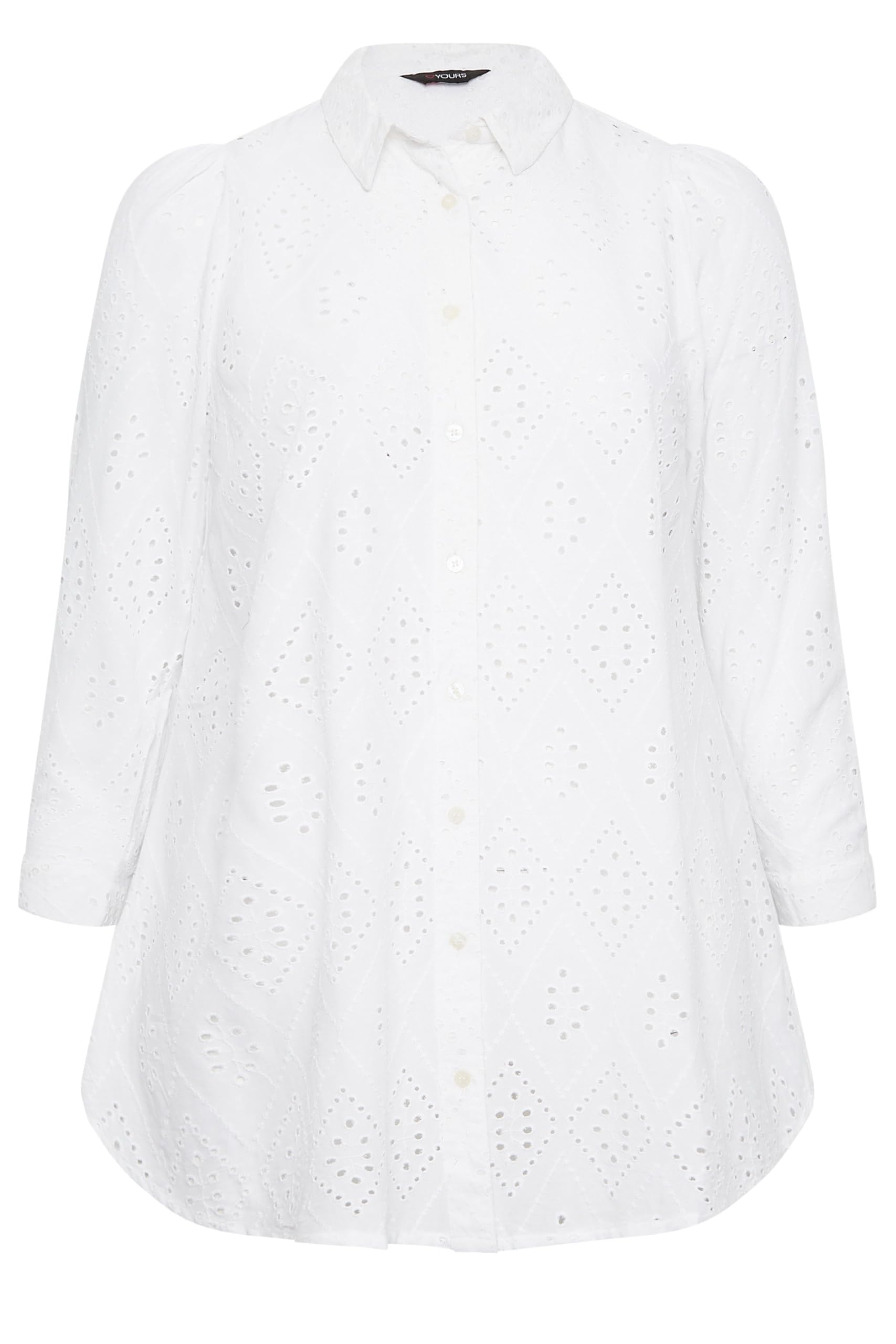 Yours Women's White Curve Broderie Anglaise Shirt - Plus Curve 20 Plus