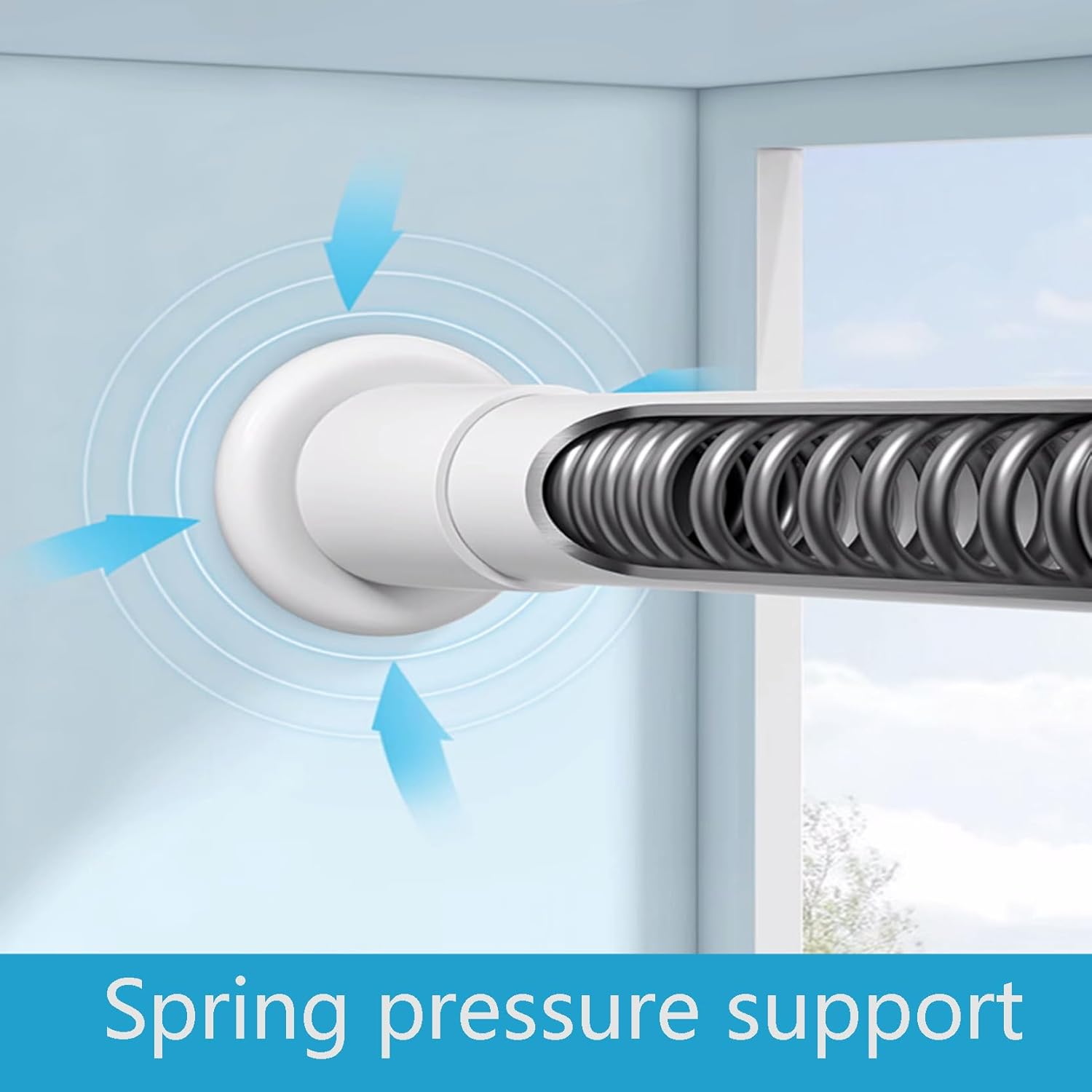 Telescopic Curtain Rod、Tension Rod、Tension Curtain Rod、Heavy Duty Drapery Rod、Spring Tension Curtain Rod ,for Bedroom, Living Room,Patio and Kitchen,with Easy Installation(Size:1.1~1.6m,Color:Black)