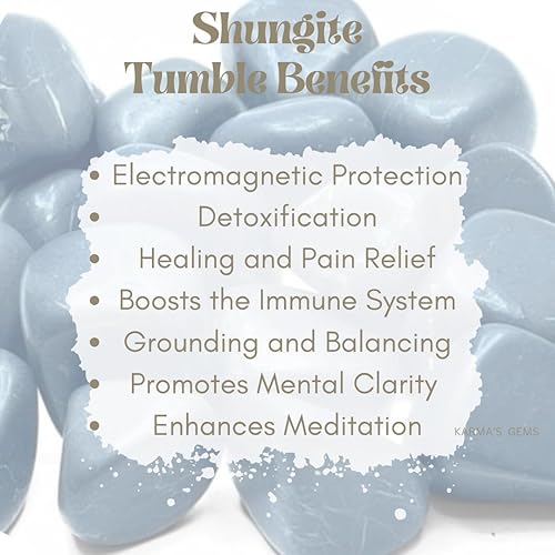 Miniatura 8 de Karma Gems Shungite - Juego de piedras pulidas de cristal natural para curación de Reiki, piedras de caída, equilibrio de chakras, regalo de reiki,