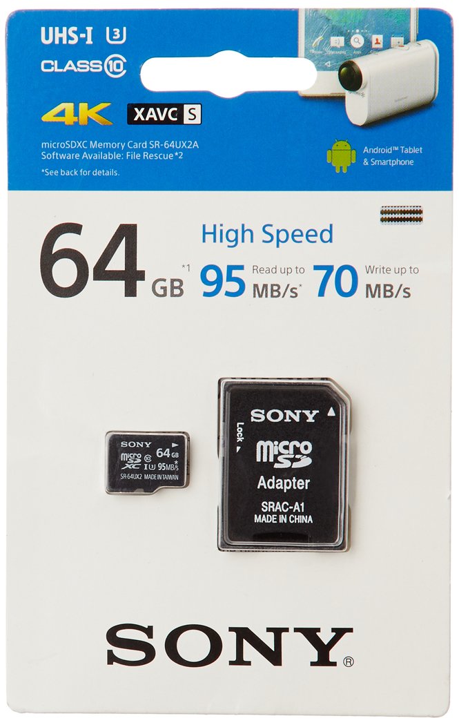 Sony 64GB MicroSD Class 10 UHS-1 High Speed Memory Card 95/70 Read