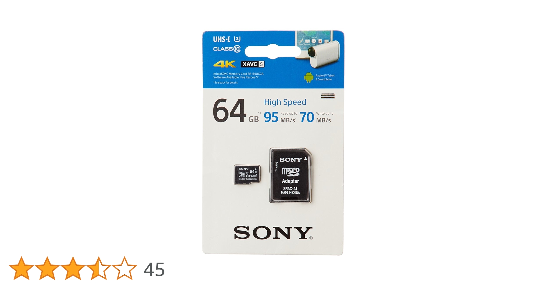 Sony 64GB MicroSD Class 10 UHS-1 High Speed Memory Card 95/70 Read