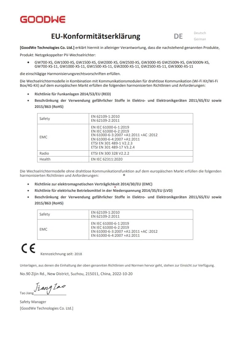 NAKA Wechselrichter Goodwe GW1500-XS Plus 1500W WLAN Einphasig Singel-MPPT WiFi App