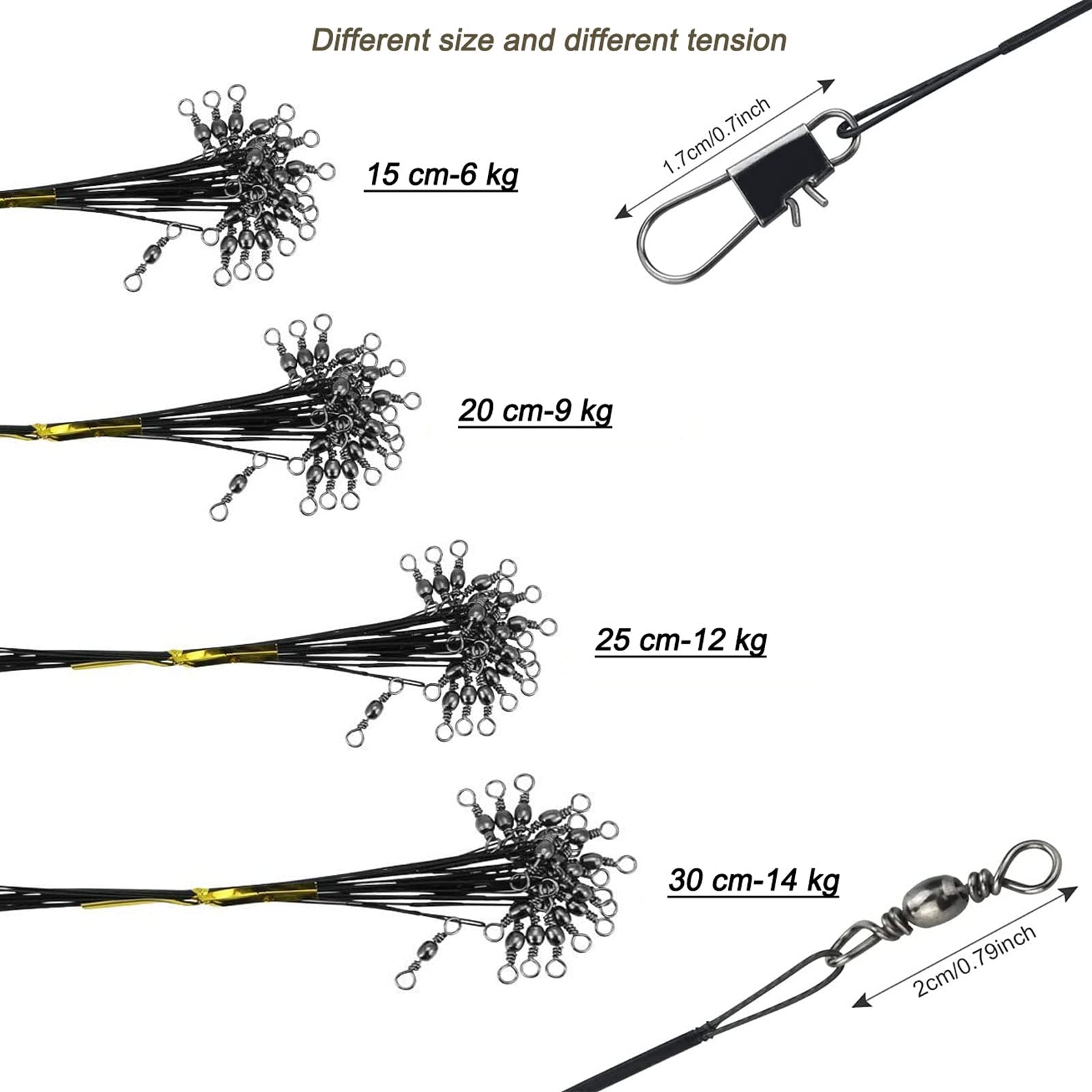 Terminali Acciaio Anti Morso Pesca 80 Pezzi