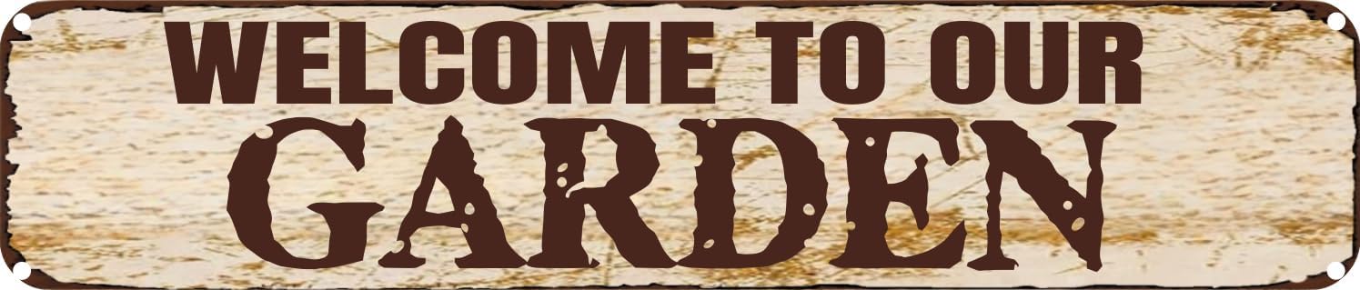 Vintage Tin Sign Retro Metal Wall Decor Welcome To Our Garden Rustic Aluminum Plaque for Home,Bar,Kitchen,Garage,Man Cave 4x16 Inch