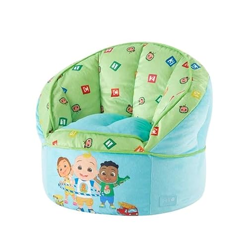 Idea Nuova Cocomelon Blue Round Bean Bag Chair for Kids, Ages 3+, Large