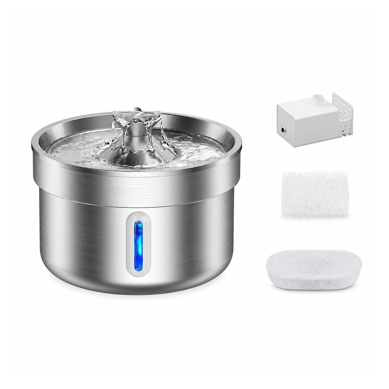 Fuente para Beber para Mascotas, Bebedero para Mascotas De Acero Inoxidable | Dispensador Automático De Agua Para Perros Y Gatos, Acero Inoxidable,