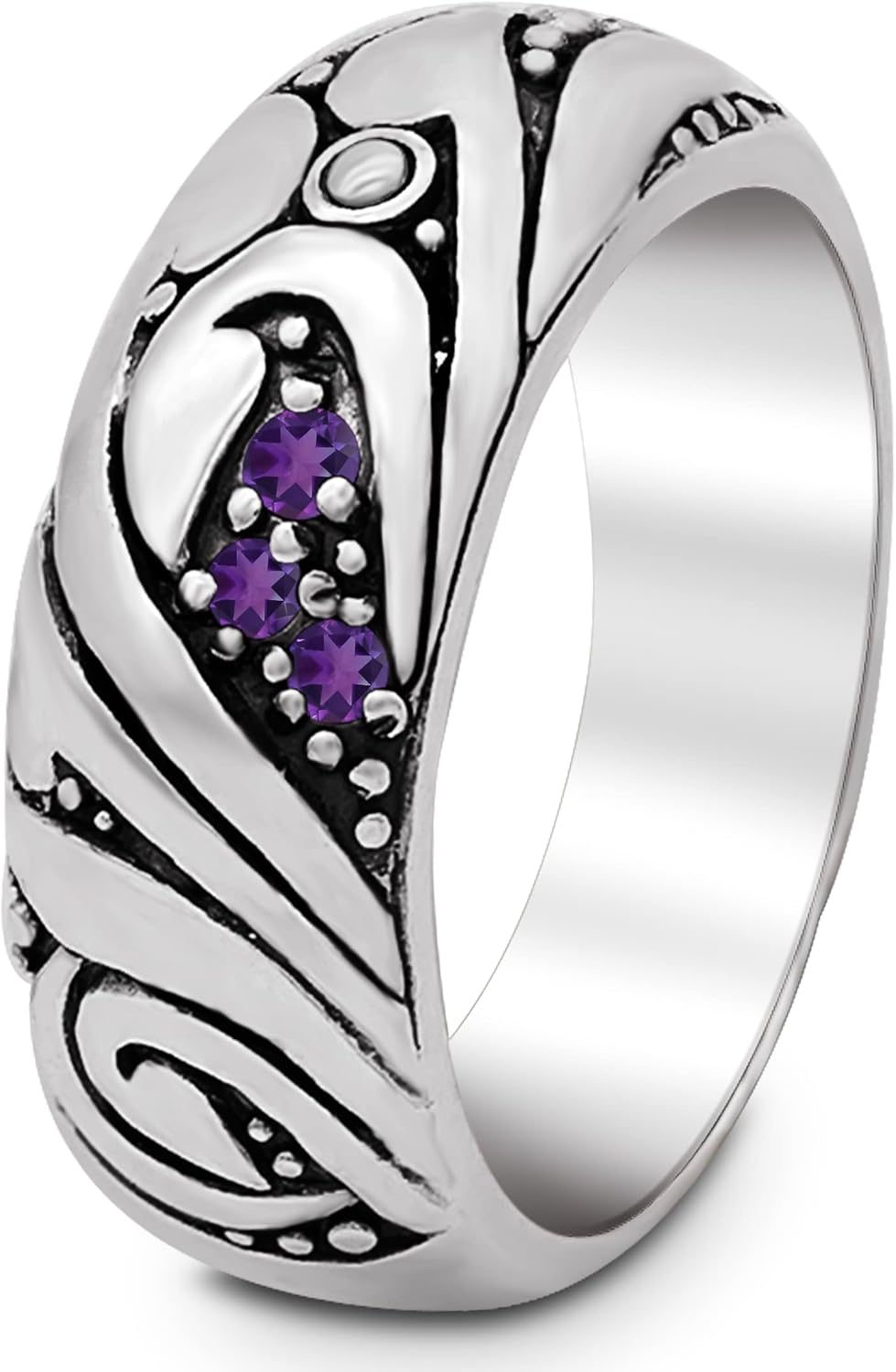 DEVATA Gold or Rhodium Plated Sterling Silver 925 – Eternity, Band Ring for Women – Heart, Knot, Clover, Infinity, Mariner, Cable, Curb, Cuban, Figaro, Daisy, Rope, Ribbed, Dome - Image 3