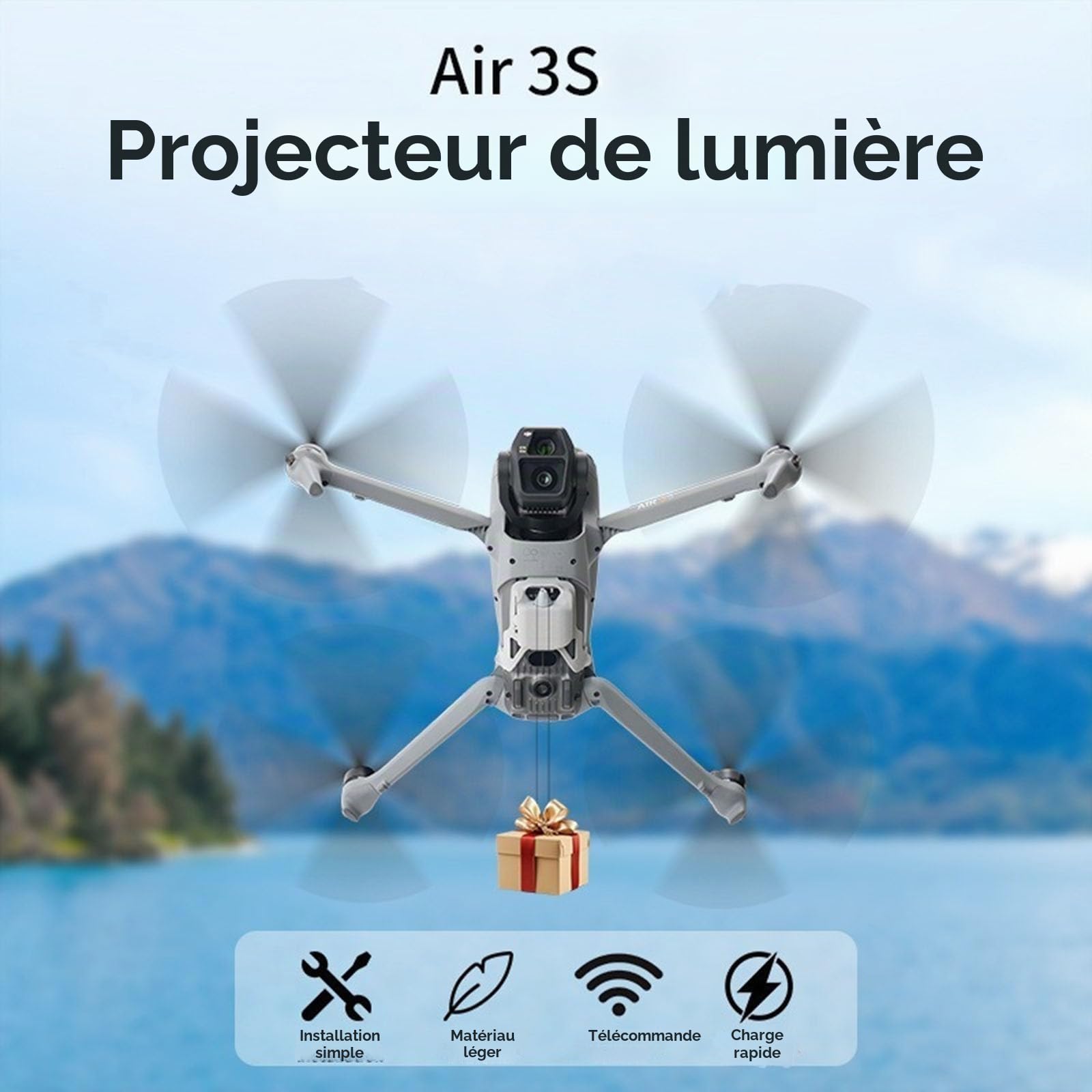 Système de lancement aérien LICHIFIT pour DJI Air 3S, dispositif de transport et de libération de la charge utile photosensible, dispositif de déverrouillage aérien