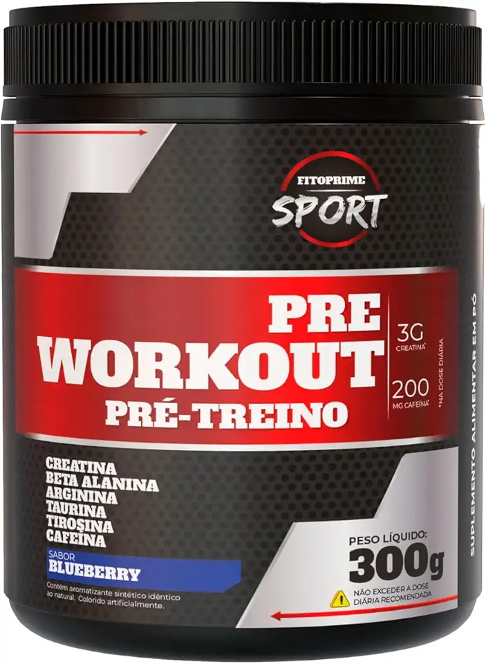 Pré-treino Creatina Arginina Pote 300g Sabor Blueberry