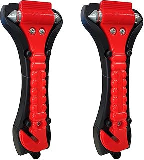 2-Pack 2-in-1 Emergency Escape Tool: Car Window Breaker Hammer & Seat Belt Cutter