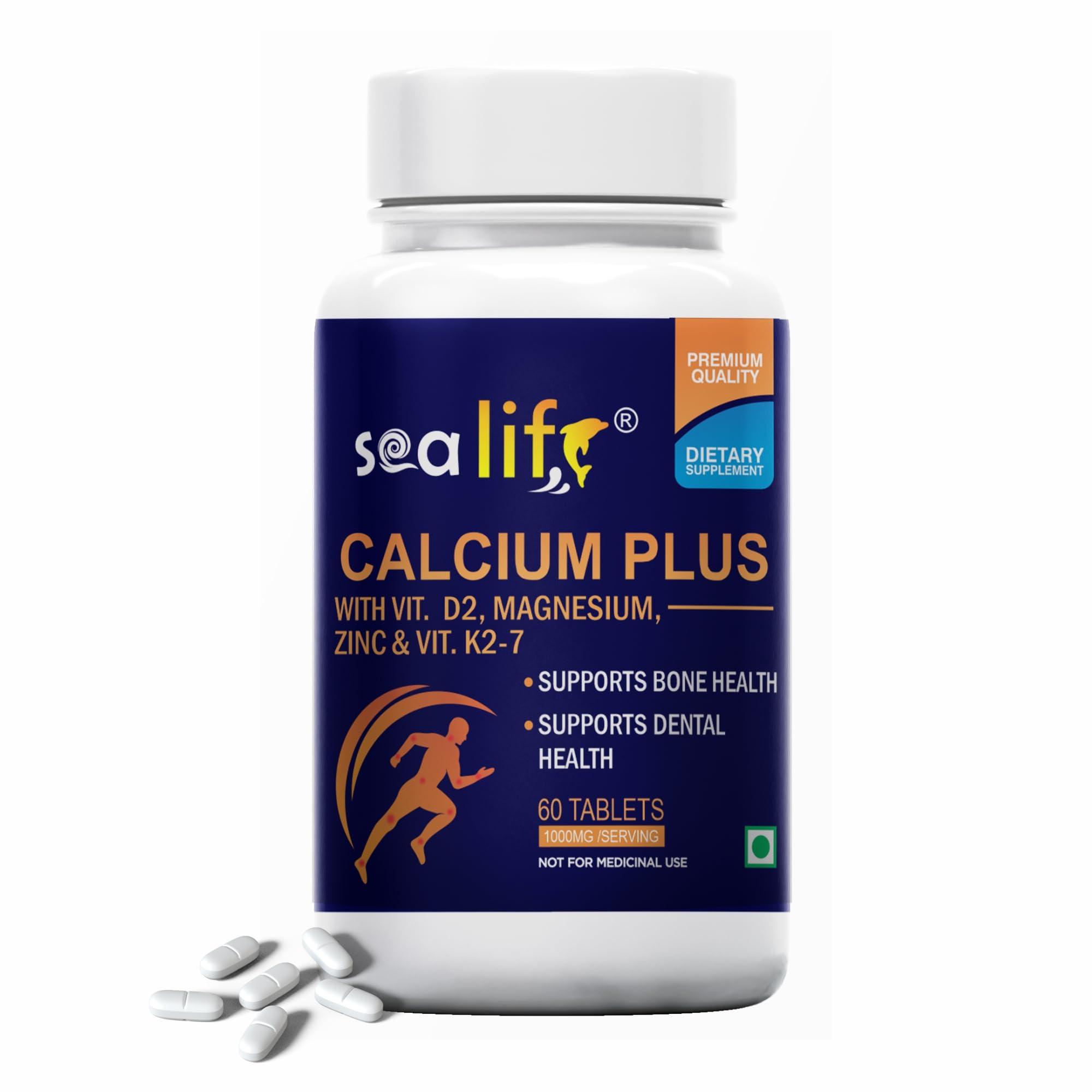 Sea Life Calcium Plus (60 Tablets) With Vitamin D2, k2-7 Magnesium & Zinc | Supports Stronger Bones, Teeth, Immunity & Muscle Health For Women and Men.-image-45