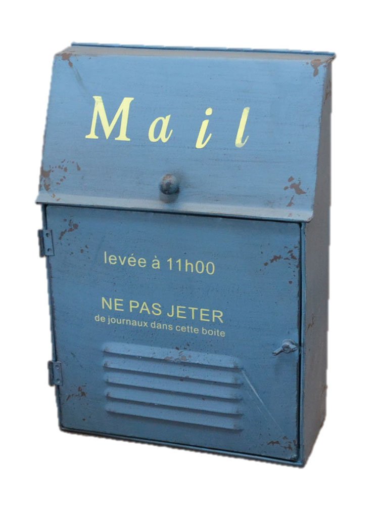 Amazon.co.jp: アイアン Mail ポスト アンティーク風 (ブルー