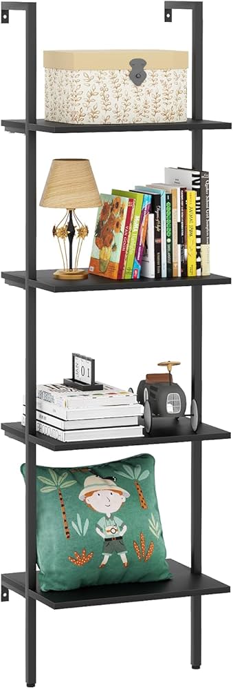 Amazon.com: Ladder Shelf 4 Tiers Metal Industrial Bookshelf,Black Amazon.com: Ladder Shelf 4 Tiers Metal Industrial Bookshelf,Black