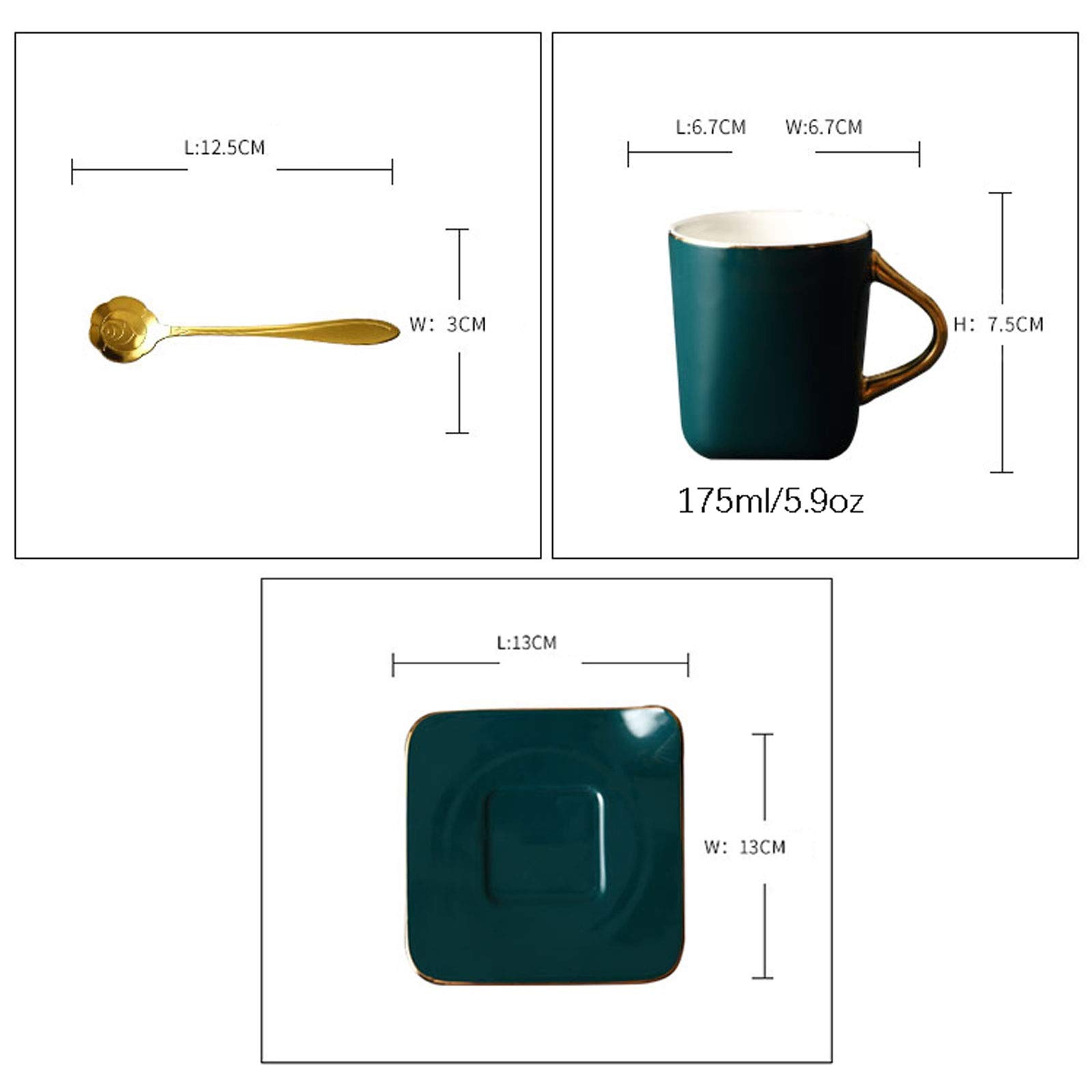 Lot De 5 Tasses En Céramique Casa – Style Café – Bleu, Diamètre 9 Cm