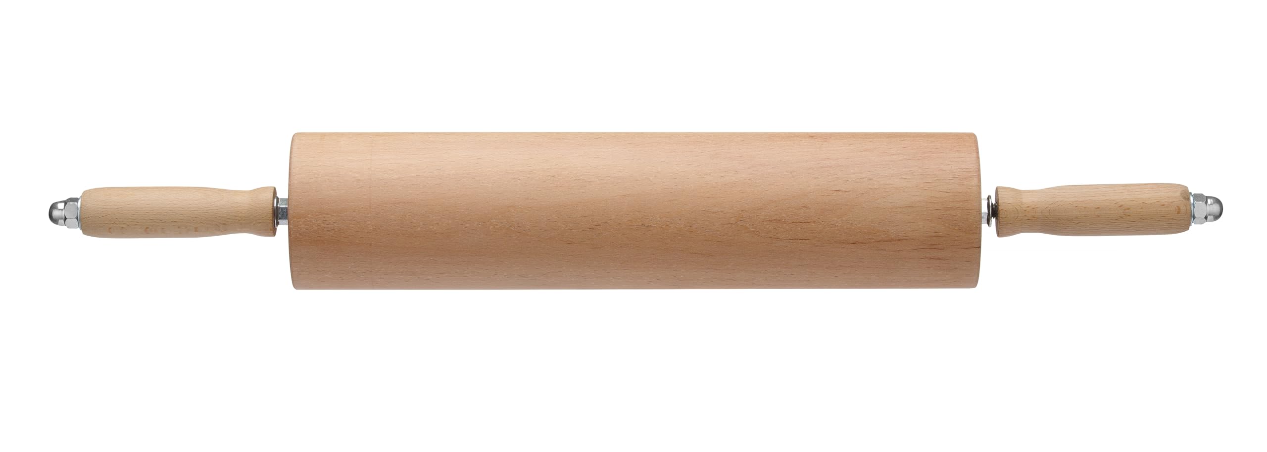 HENDI Nudelholz, mit Stahlschaft und Kugellagern, ergonomische Griffe, rollt besonders geschmeidig, für große Mengen Teig, Teigroller, ø90x667mm, Buchenholz, Stahl