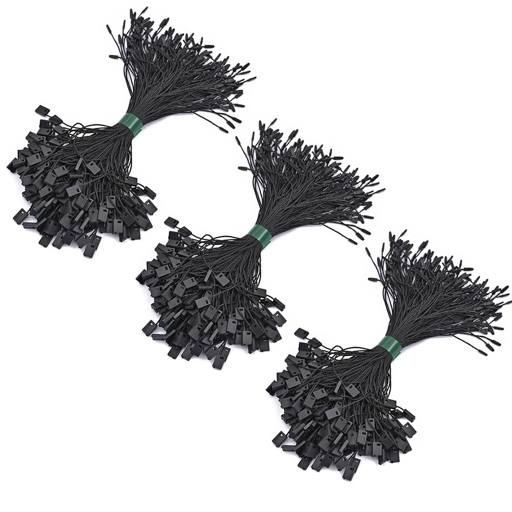 7" 3000 Pcs Black Hang Tag Nylon String Snap Lock Pin Loop Fastener Hook Ties
