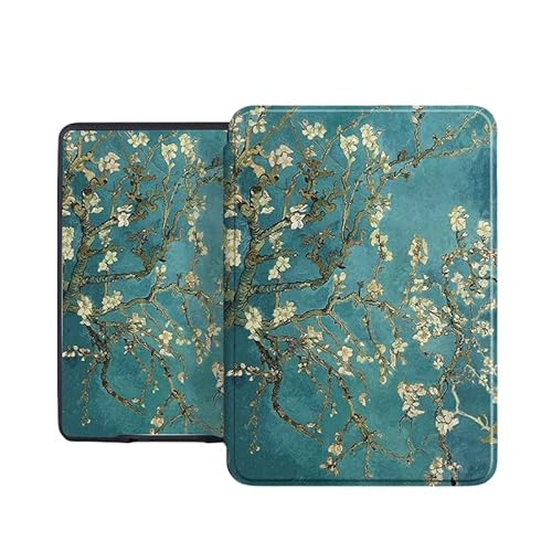 A ANTER Case Compatible with 6.8" Kindle Paperwhite (11th Generation-2021) and Kindle Paperwhite Signature Edition, Premium PU Leather Cover with Auto Sleep Wake (Apricot Blossom)