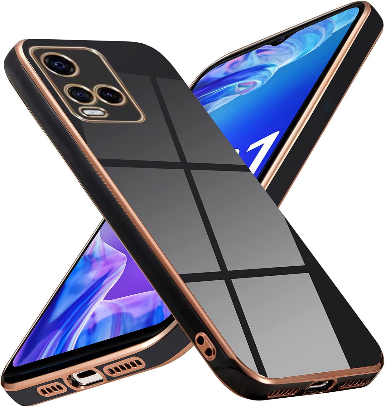 SHINESTAR Ultra Thin Premium TPU Bumper Shockproof Soft Cover Electroplating 6D Design Silicone Skin Slim Case Back Cover for Vivo Y21 - Black (B0BML71P17) Amazon Price History, Amazon Price Tracker