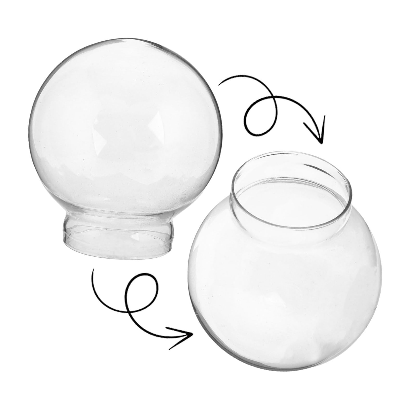 Globo de Cristal Redondo 4piezas de Vidrio para Bola de Nieve