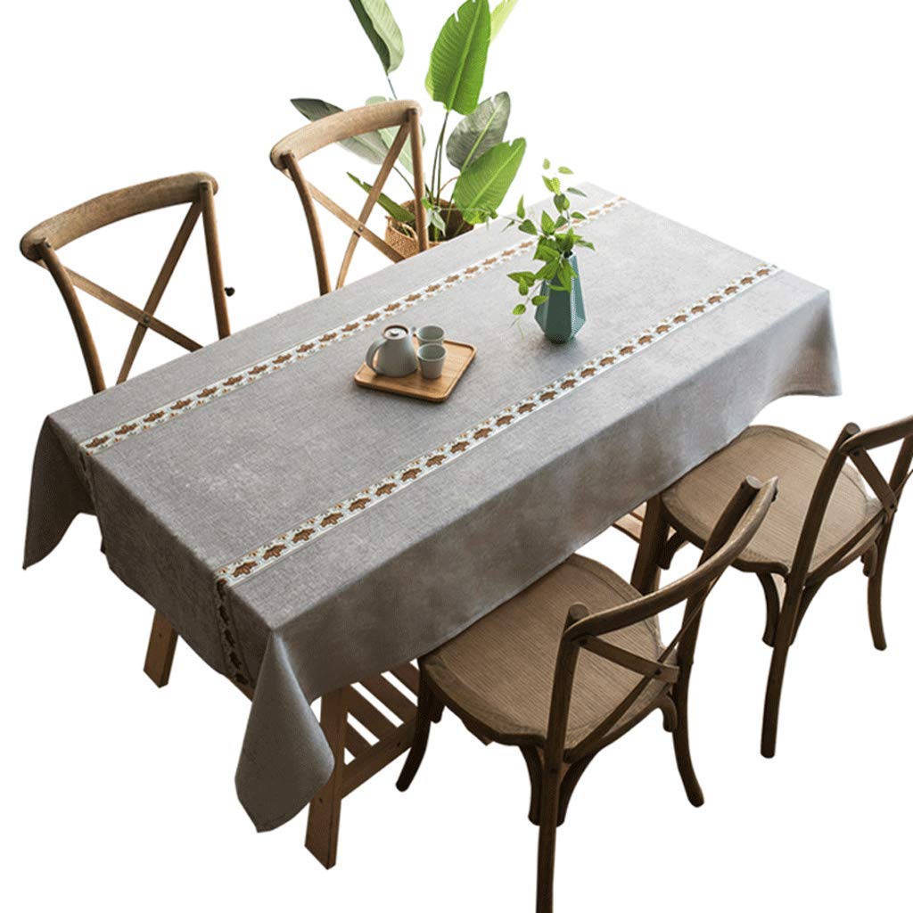 Gray Nordic Style Solid Color Table Cloth European Fabric Striped Rectangular Tablecloth Home Coffee Table Dust Table Cloth (Color : Size : 130Cm*130Cm)