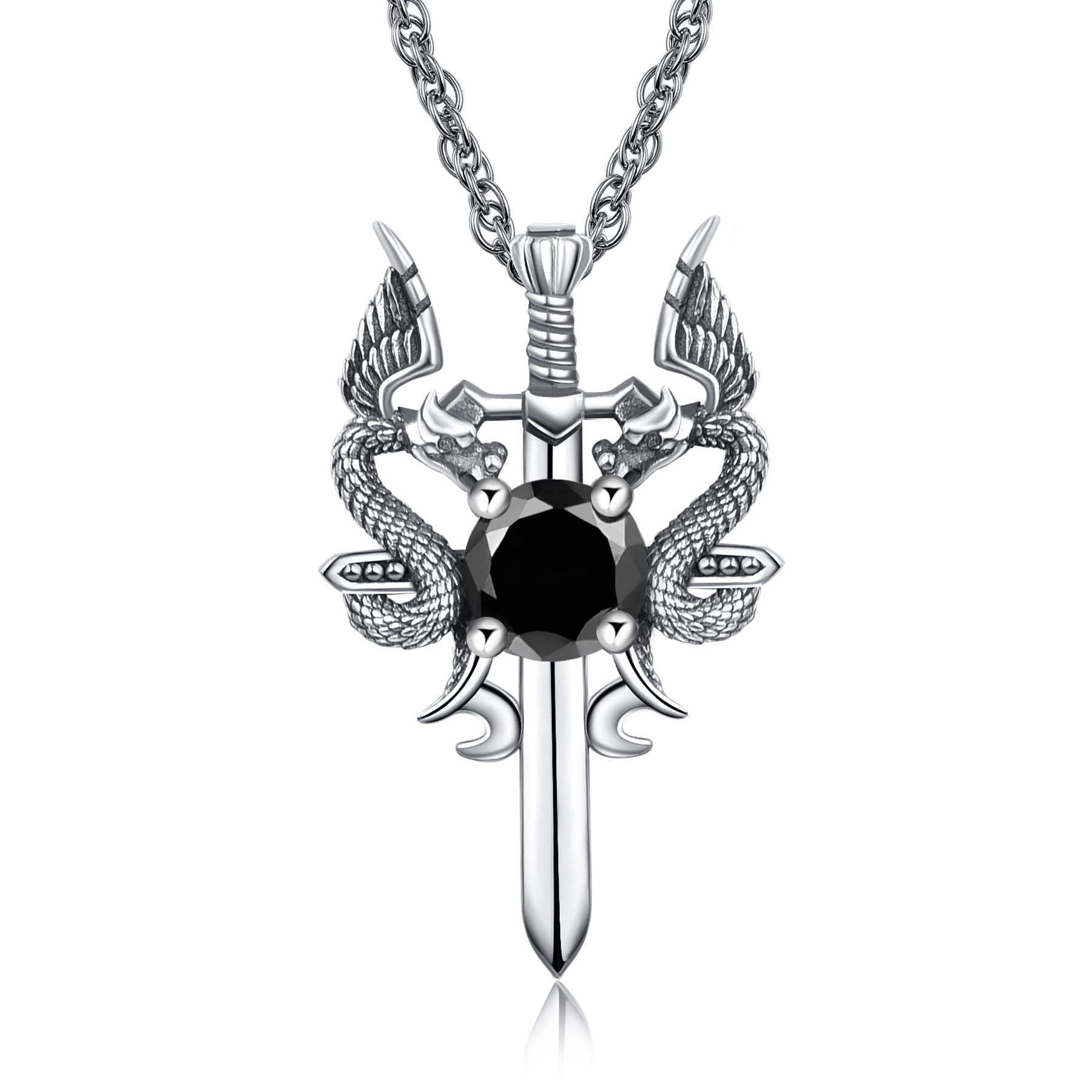 Collier queue de dragon en argent sterling 925 vintage et authentique - 8