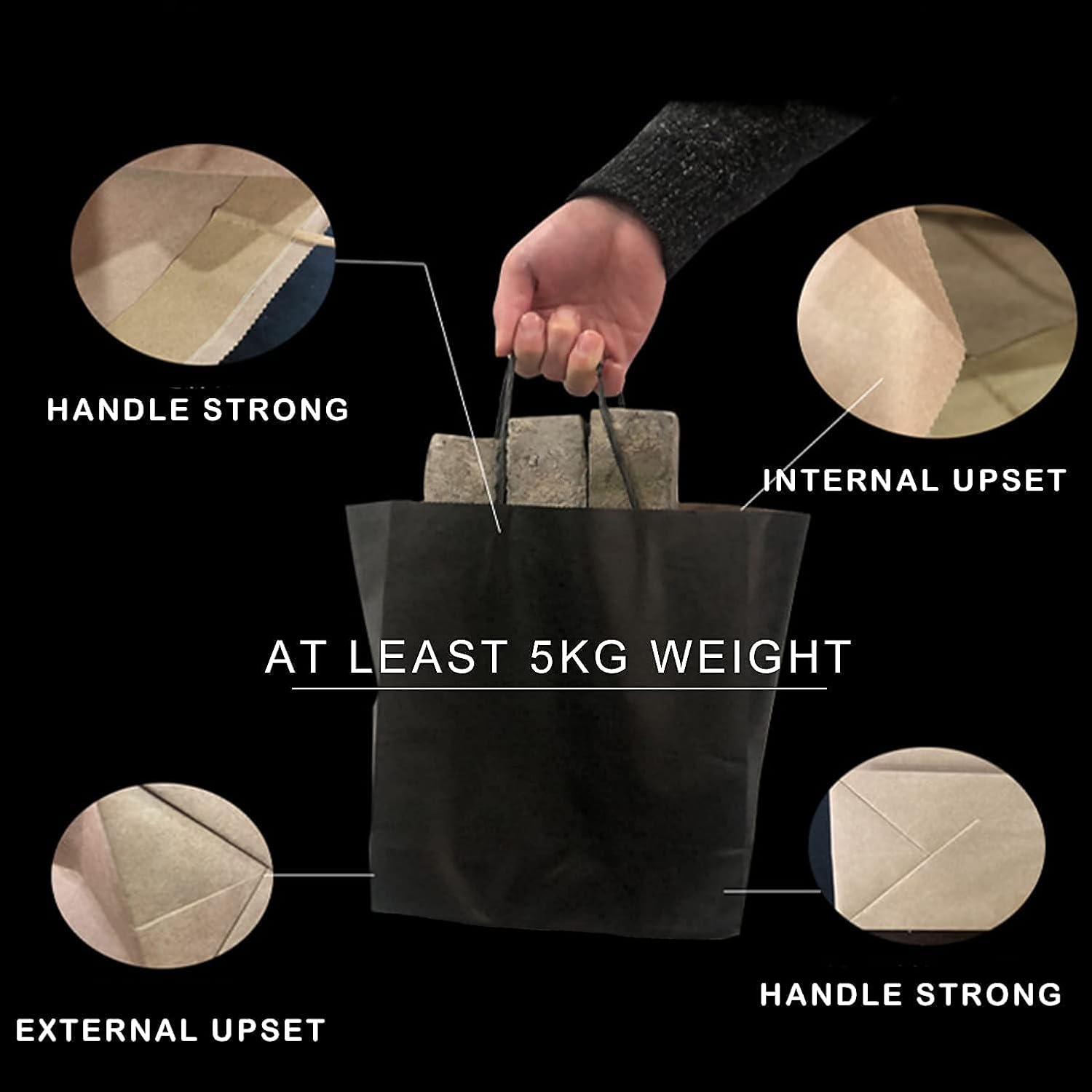 XIFOWE (5.91x3.15x8.27 Inch,100 Pcs Custom Printed Kraft Paper Bags, Sturdy Multi-Purpose Carry-Alls for Shopping, Merchandise, Parties, Gifts, Supermarket & Waste Disposal