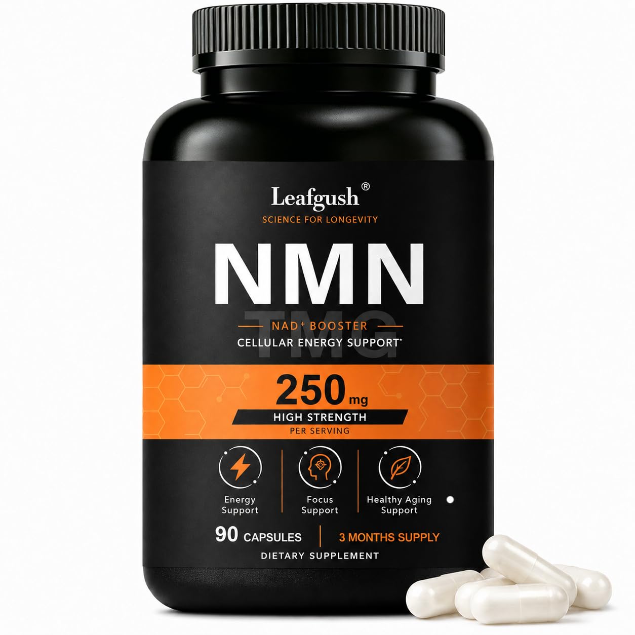 NMN Supplement 250mg, NAD+ Precursor with TMG 50mg & Grape Seed Extract 15mg, Nicotinamide Mononucleotide for Cellular Energy, Daily Vitality & Healthy Aging Support, Advanced 3-in-1 Daily Formula 90 Count (Pack of 1)