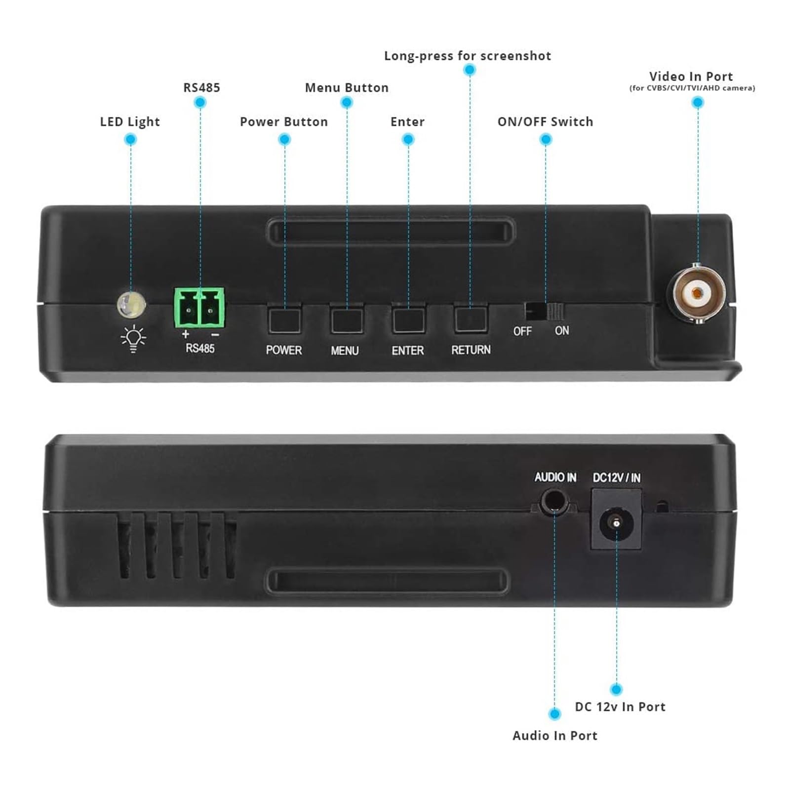 Tester for Telecamera CCTV IP analogico 5-in-1 TVI AHD CVI Tester di Sicurezza della Batteria Integrato Test Video PTZ 4K