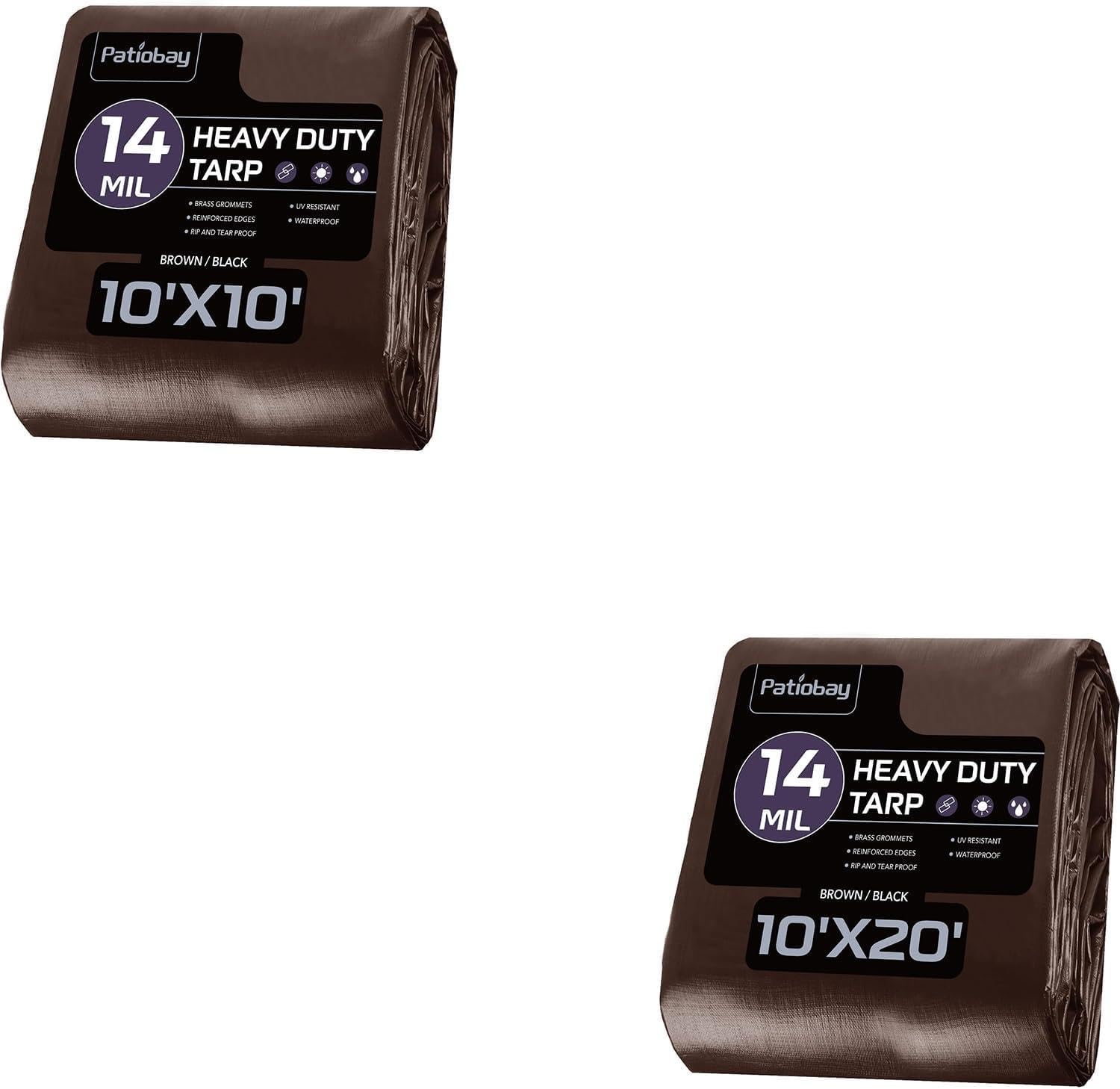 14 Mil Large Tarp, Tarps Heavy Duty Waterproof with Grommets Every 23.6", 420D Thick Plastic Tarp, UV Resistant Tear&Fade Resistant, Reinforced Edges for Outdoor Pool Camp Tent