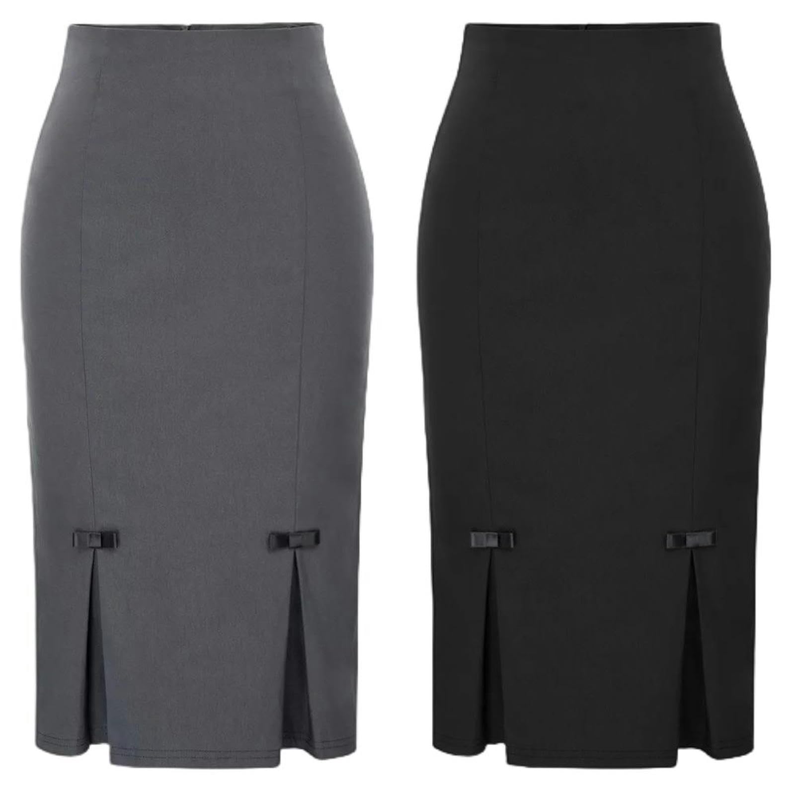 Gonne da Donna Decorate con Fianchi avvolti Gonne estive a Tubino Stile Abbigliamento da Lavoro in Ufficio-Rosso-XXL