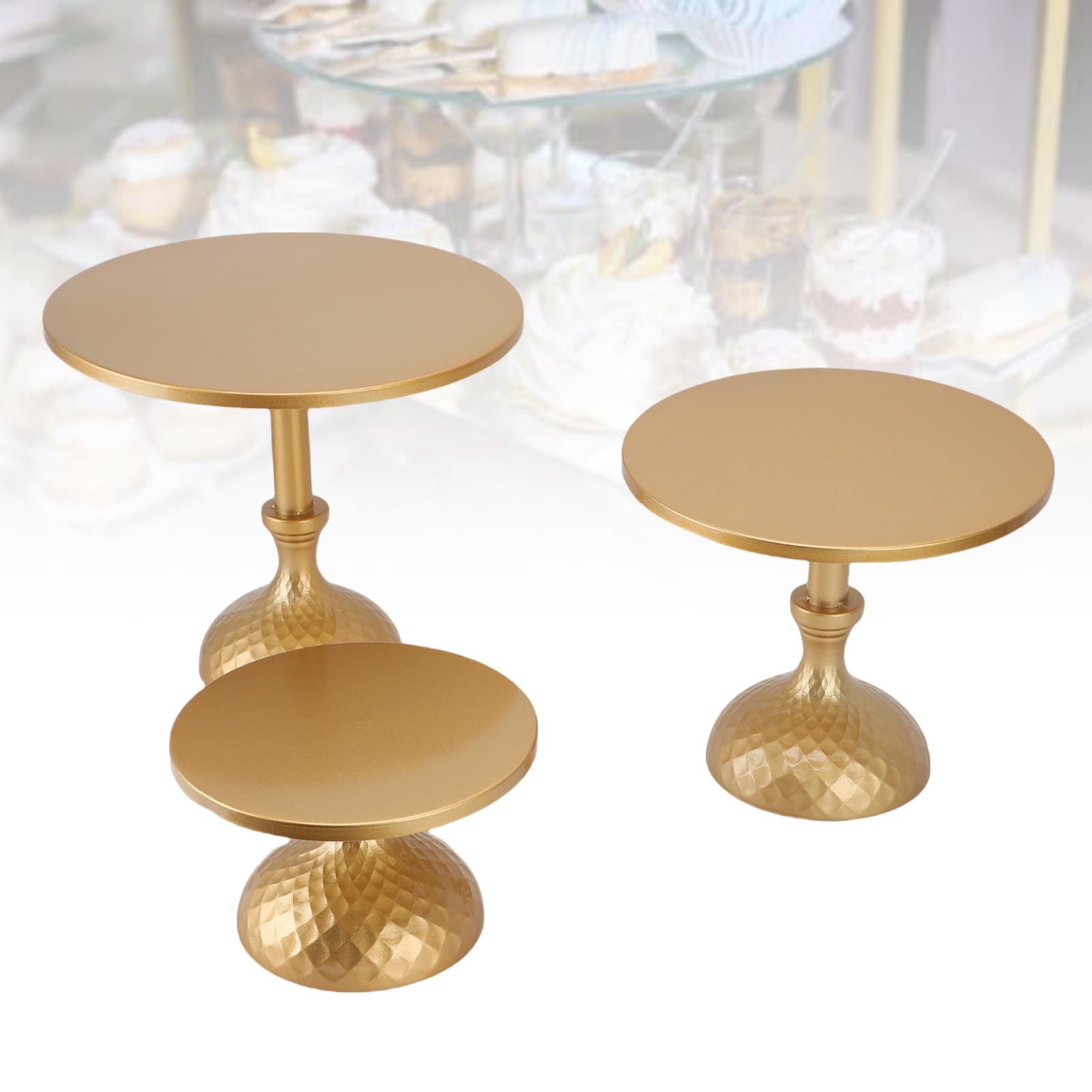 3pcs Round Cake Stand Cake Stand de Pastel de Oro Reducking Pasting Pasting Pasting Pastel de Pastel de Pastel Mesa Pantalla de Mesa para Fiestas Bodas Celebraciones