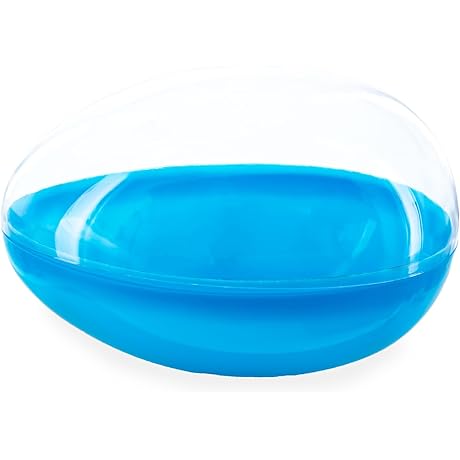 Jumbo Blue-Top Clear-Bottom Plastic Easter Egg for Display and DIY Crafts