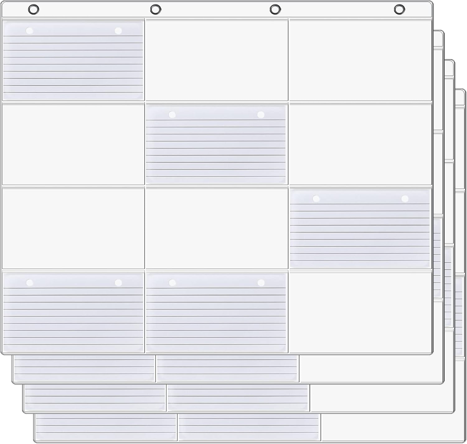 4 Pcs Index Card Holder Sleeve, 4 Rows 3 Cols, 12 Card