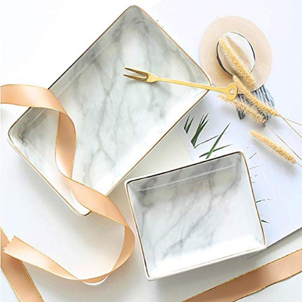Nordic Marble Painting Phnom Penh Ceramic Storage Tray Organizer(22cm)