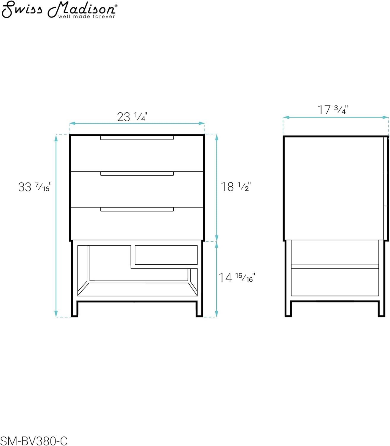Swiss Madison Well Made Forever Carre 24" Bathroom Vanity (Cabinet Only)
