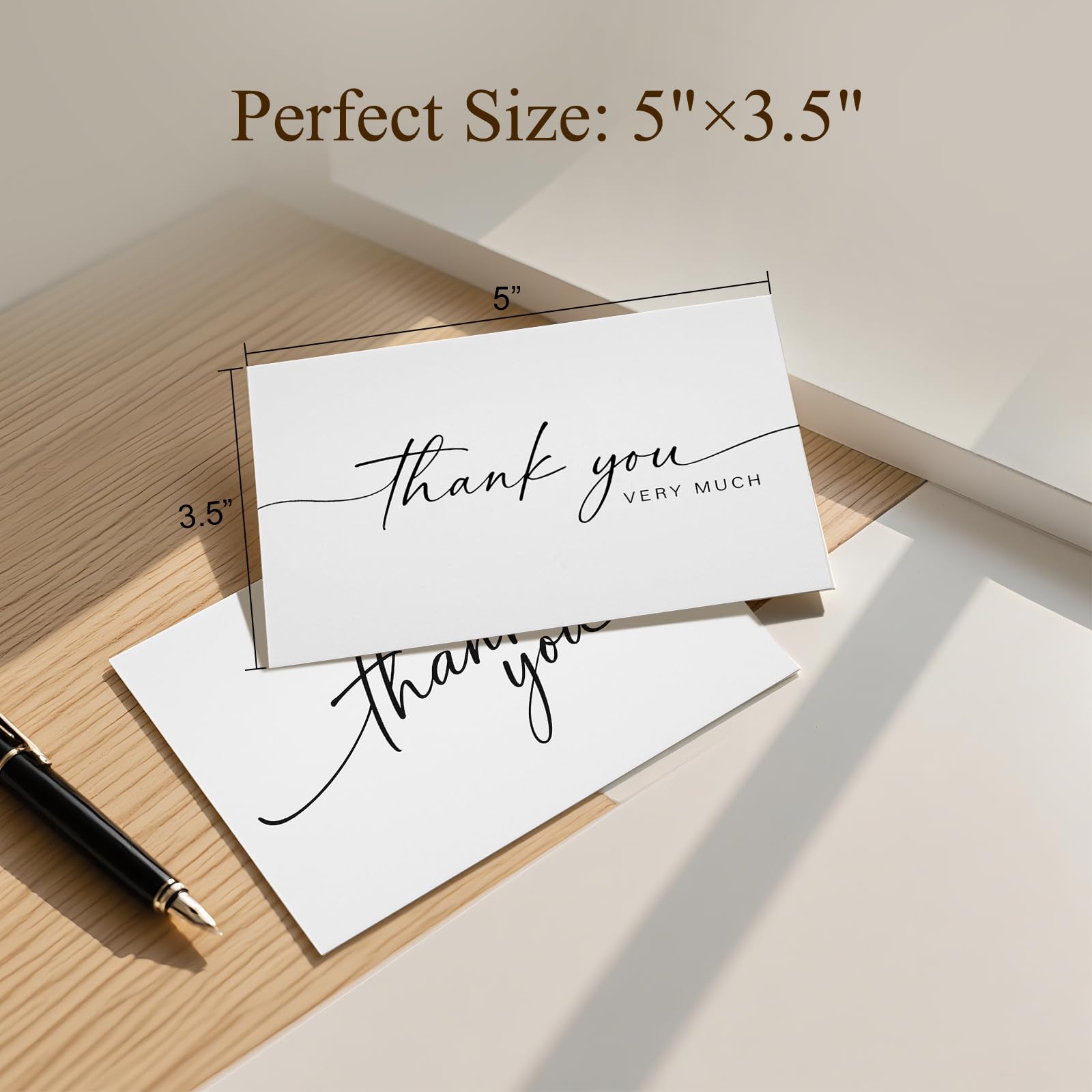Paquete de 48 tarjetas de agradecimiento con sobres autoadhesivos y papel kraft y calcomanías a juego, diseño minimalista de 5 x 3.5 pulgadas, adecuadas para bodas, negocios, baby showers