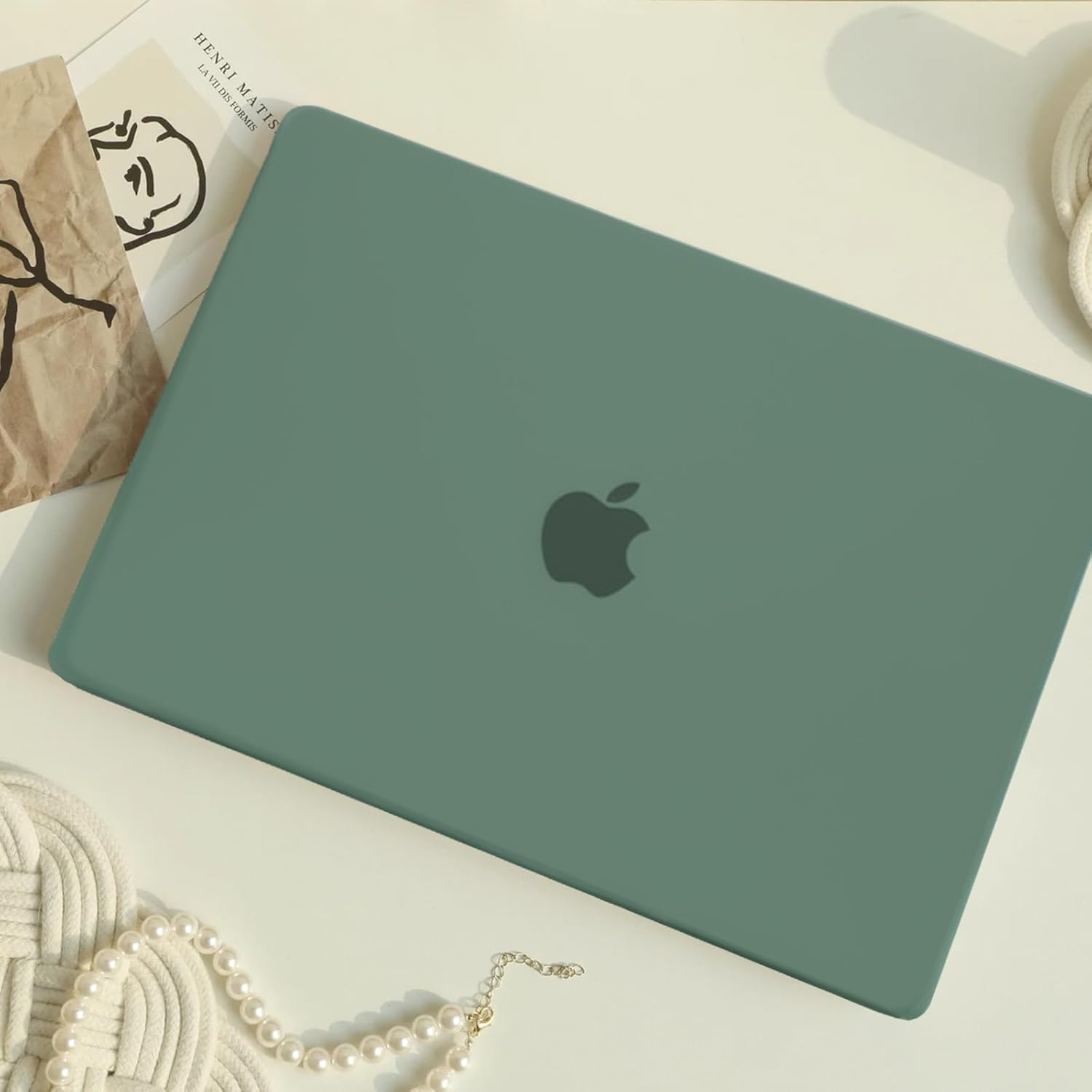 Compatible with MacBook Air 13 inch Case M1 2021 2020 2019 2018 (A2337 A2179 A1932),Protective Plastic Hard Shell+Keyboard Cover+Screen Protector for MacBook Air 13.3 inch Case-Midnight Green - Image 2