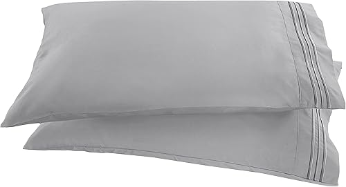 Elegant Comfort Funda de almohada de 2 piezas bordada de calidad egipcia de 1500 hilos suave sedosa y resistente a las arrugas y a la decoloración