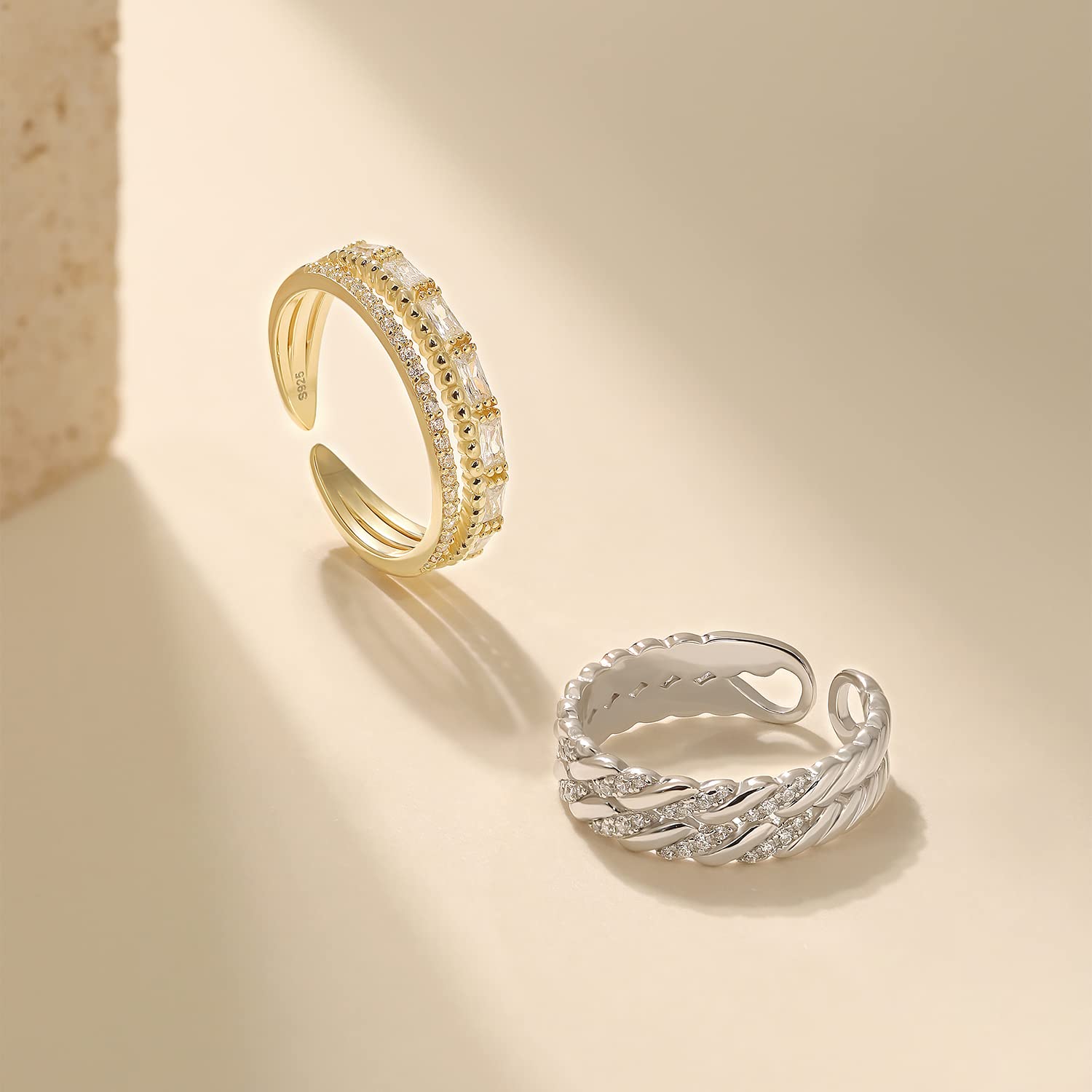 Anello da pollice in argento 925 per donna Anello d'oro impilabile e delicato Anello d'amicizia fatto a mano con torsione impilata