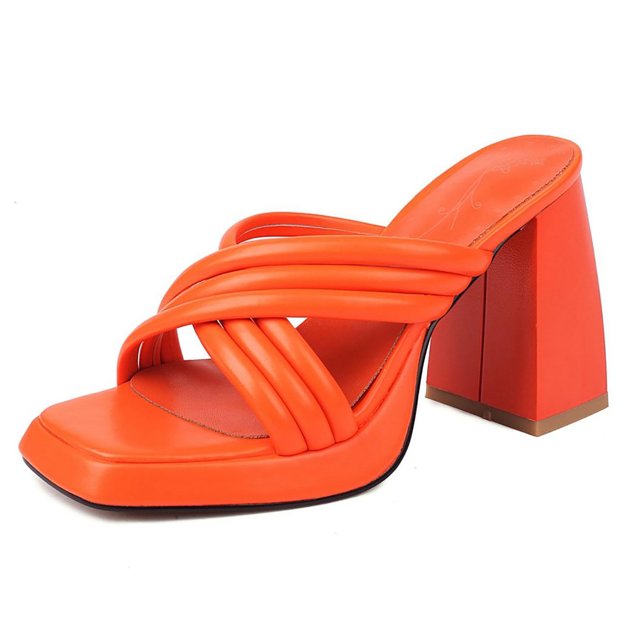 Bviennic Mujer Slides Block Tacon Alto Con Plataforma Moda Punta Abierta Sin Cordones Fiesta Sandals 0995, Talla 33.5-44
