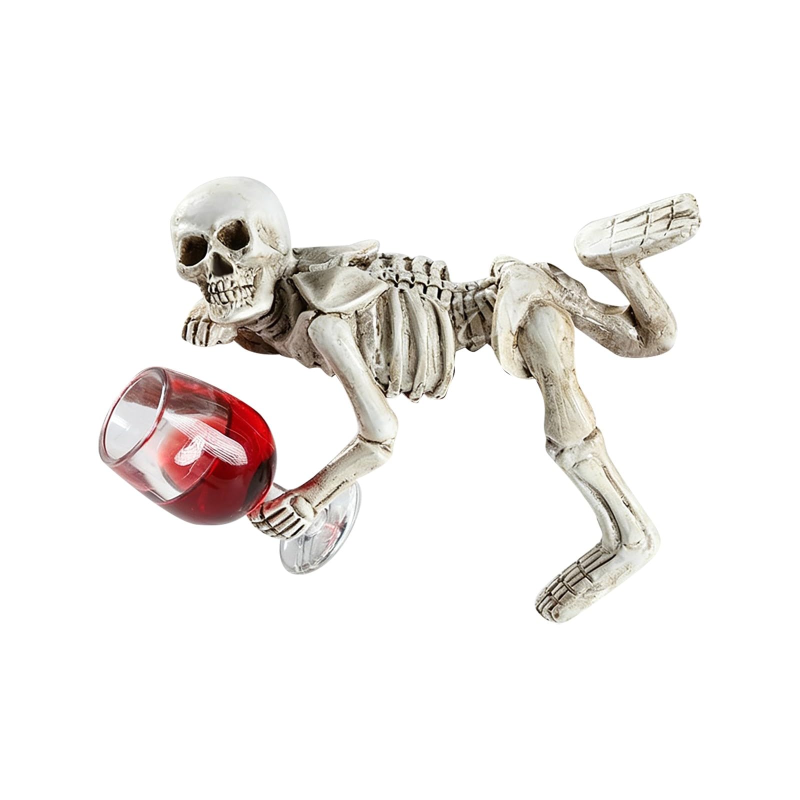 Halloween Skeleton Decor, Resin Skeleton Figurine With Wine Glass