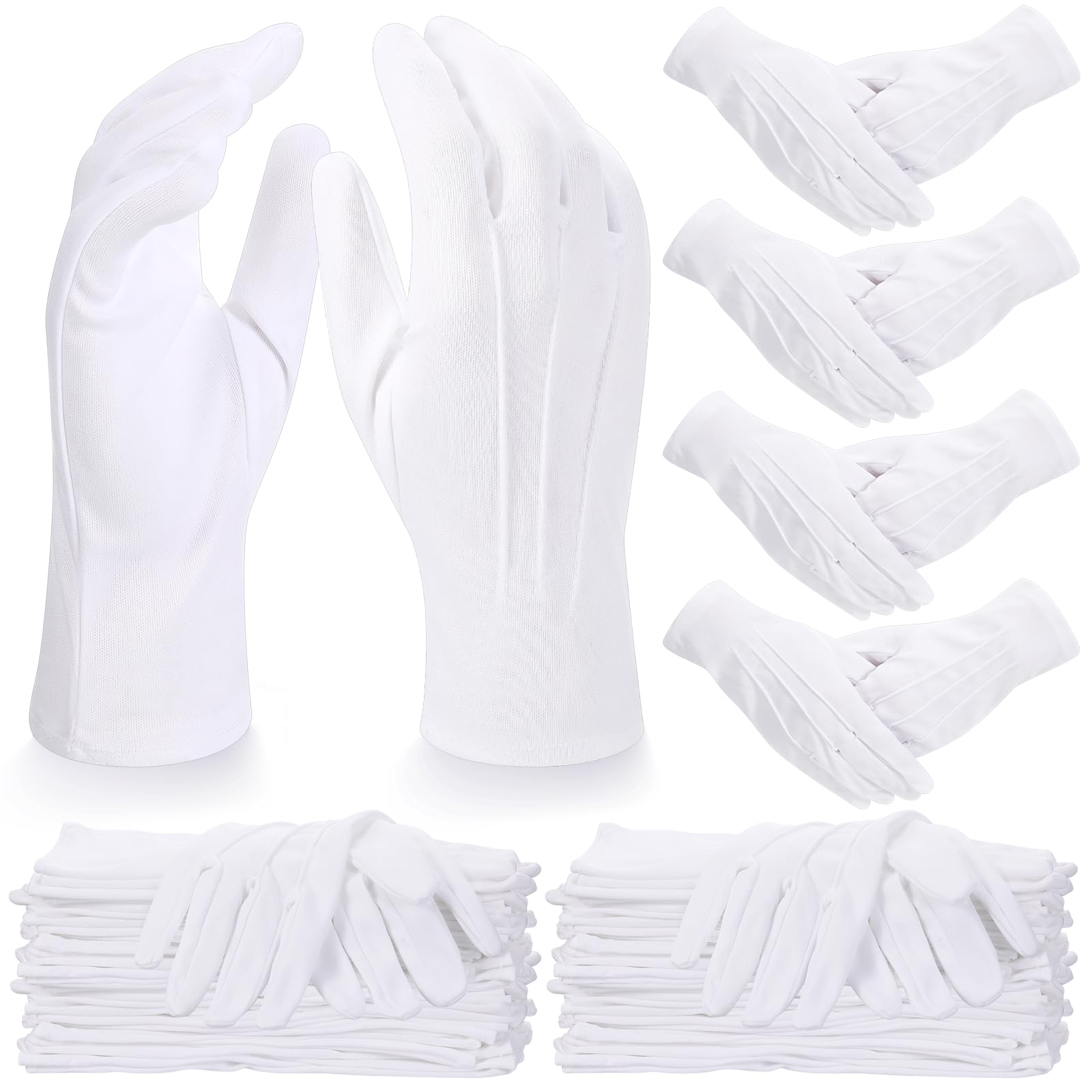 Chicingyou 120/60 Pairs White Gloves for Men Marching Band Glove