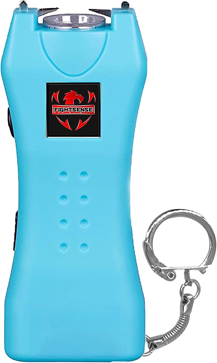 Amazon.com : FIGHTSENSE Super Heavy Duty Keychain Stun Gun with Flashlight for Men and Women self Defense Device, Rechargeable Stun Gun, Nylon Holsters (Cyan USB)