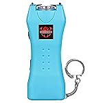 FIGHTSENSE Super Heavy Duty Keychain Stun Gun with Flashlight for Men and Women self Defense Device, Rechargeable Stun Gun, Nylon Holsters (Cyan USB)