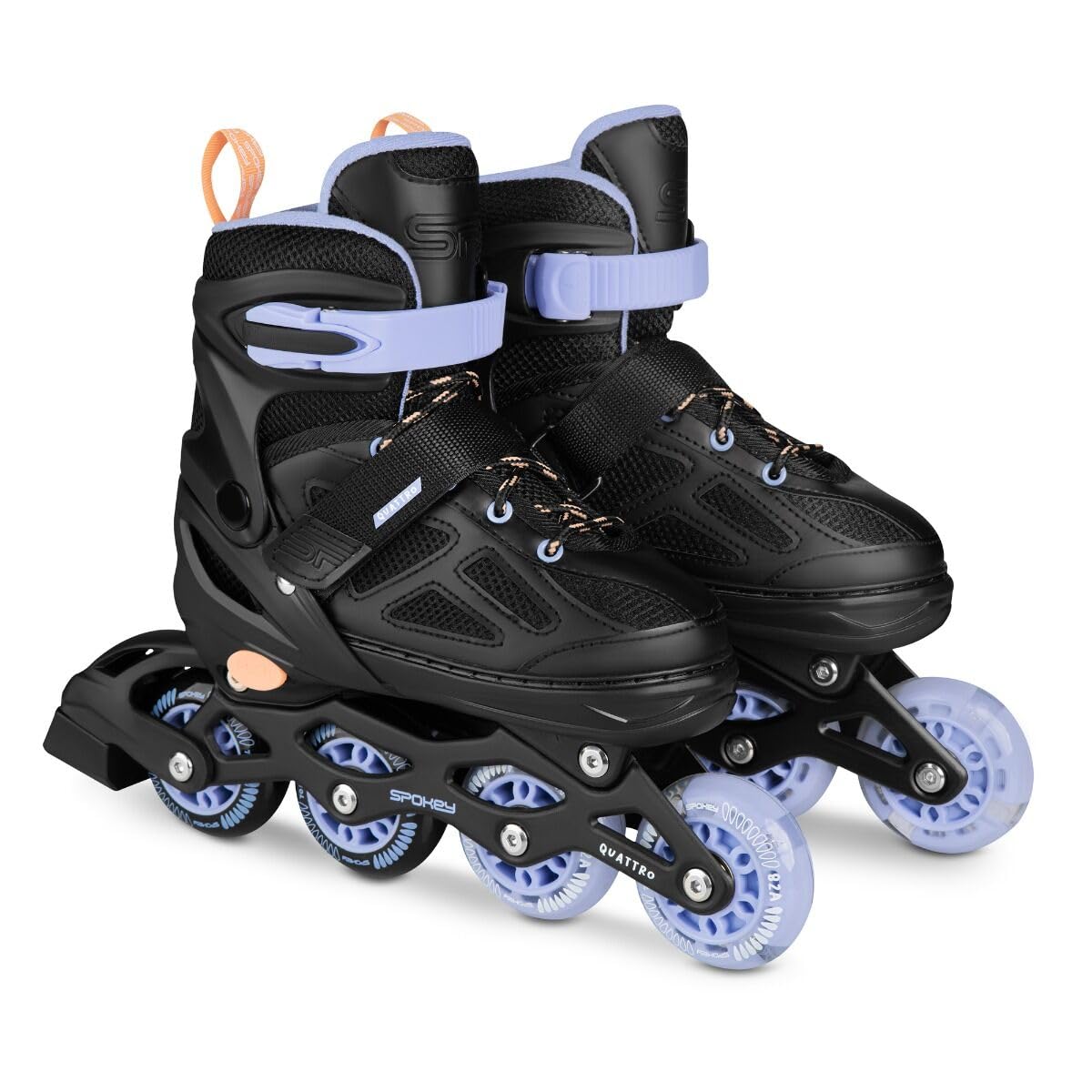 SPOKEY QUATTRO Set 4 en 1 rollers / patins à roulettes / triskates / patins à glace réglables | pour enfants et adolescents | Rollers en ligne transformables en patins à roulettes | Tailles : 30-33,