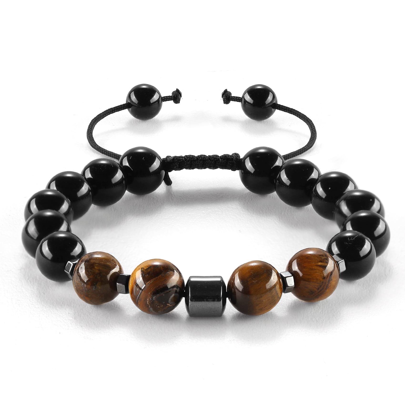 BoiLafiYon Natural Stone Bracelets for Men, 10MM Tiger Eye Mens Bracelet Handmade Beads Bracelets for Boys Women Gifts Birthday Anniversary Father Day Gifts for Him