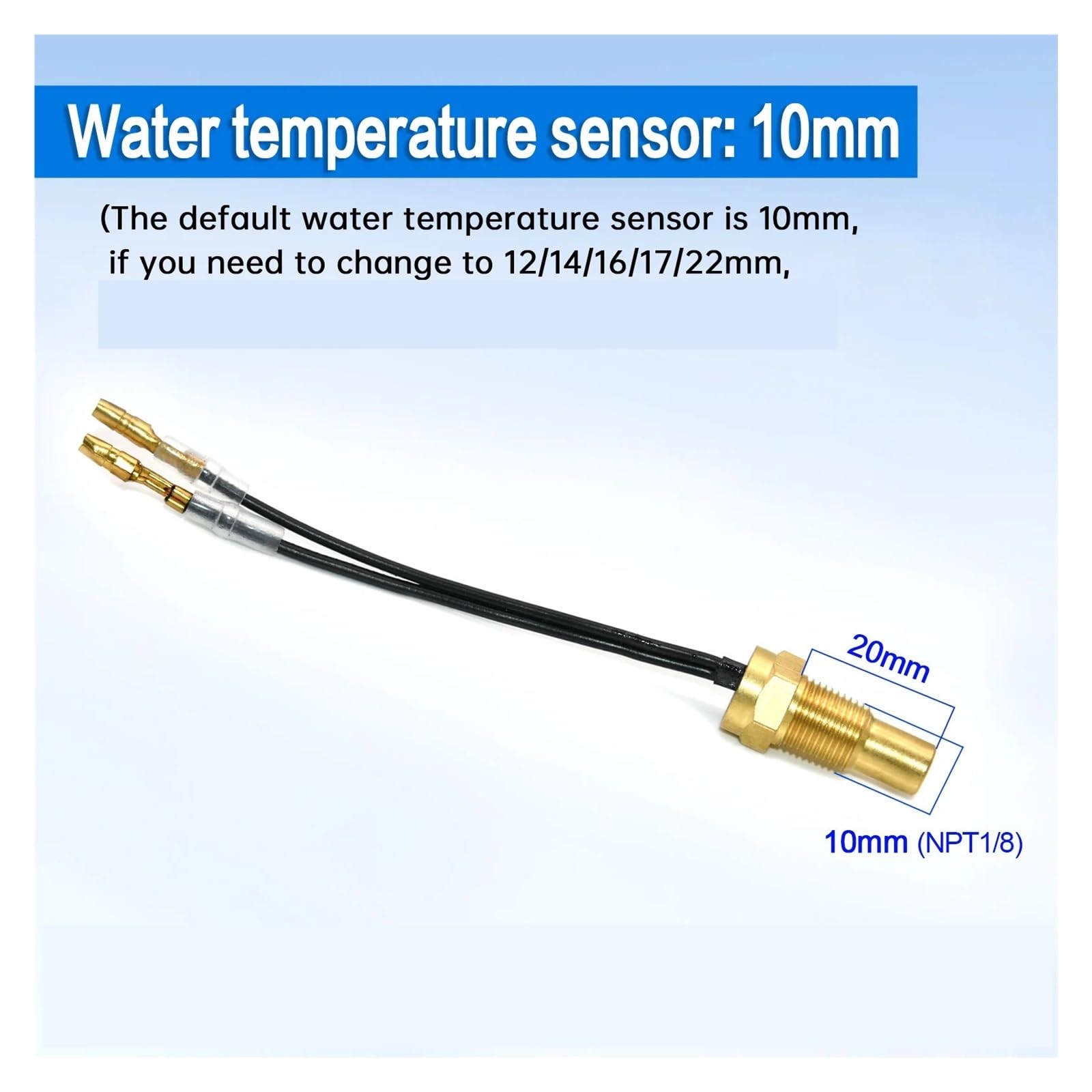 AD 2 En 1 LCD Indicador De Temperatura De Agua del Coche + Sensor De Temperatura del Agua 10mm Medidor Voltímetro Voltaje Digital Horizontal 12v 24v Accesorios