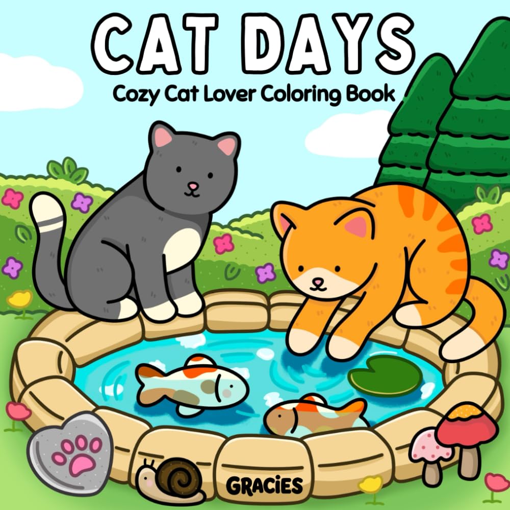 Cat Days: Cozy Cat Lover Coloring Book For Adults and Teens