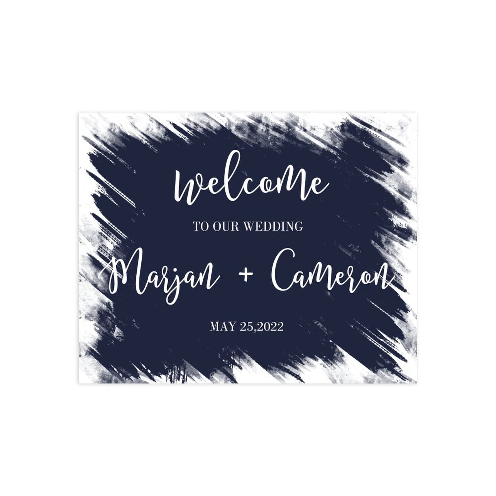 Edytowalny minimalistyczny znak ślubny niestandardowy tekst powitalny znak na tablicę ślubną dostosowany do Twoich imion i dat, 'Welcome to Our Wedding Sign' / recepcja znak 45 x 61 cm