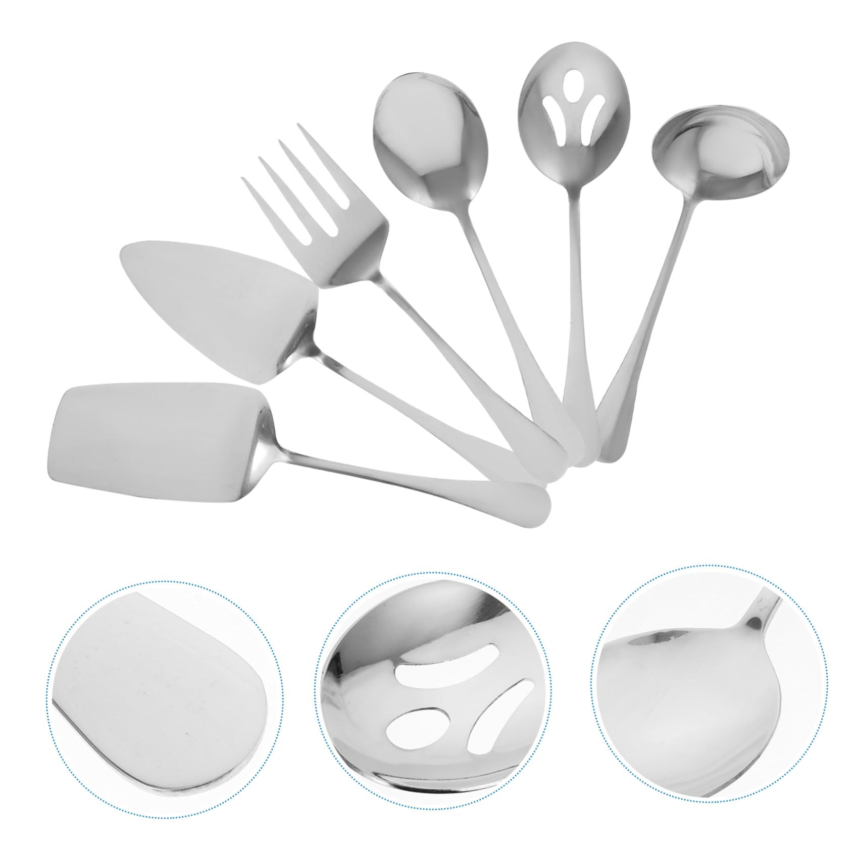 Lurrose Set de Couverts Acier Inoxydable pour Service à Table Ustensiles Robustes et Pratiques pour Buffet Pique- et Événements Formels Kit Ménager Complet